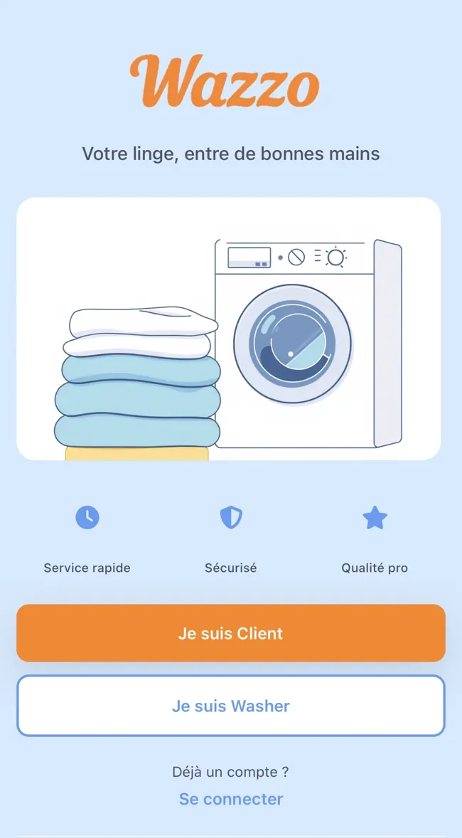 Capture réelle de l'écran d'accueil de Wazzo